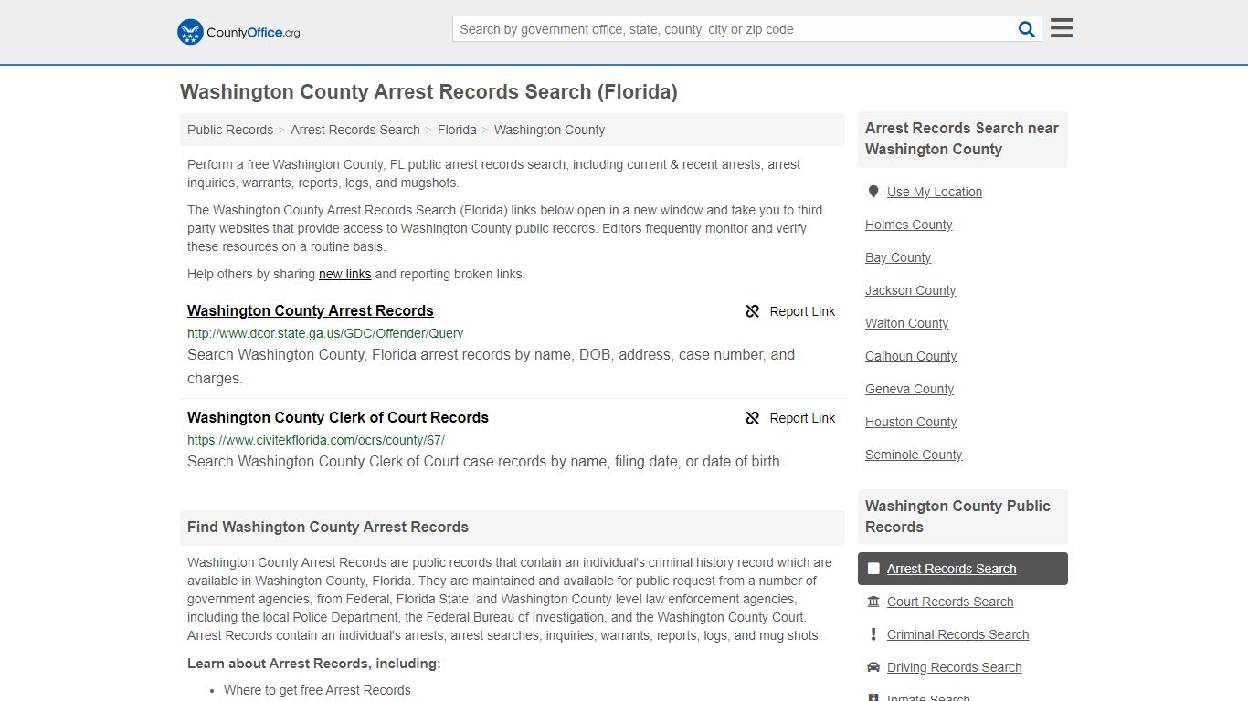 Arrest Records Search - Washington County, FL (Arrests ...